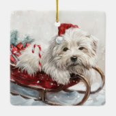 Katoen De Tulear Hond Kerstfeest Keramisch Ornament (Achterkant)