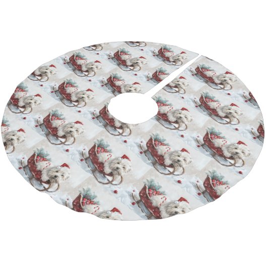 Katoen De Tulear Hond Kerstfeest Kerstboom Rok (Gekanteld)