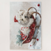 Katoen De Tulear Hond Kerstfeest Legpuzzel (Verticaal)