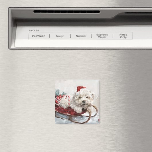 Katoen De Tulear Hond Kerstfeest Magneet (Insitu (Vaatwasser))