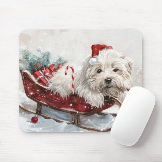 Katoen De Tulear Hond Kerstfeest Muismat (Met muis)