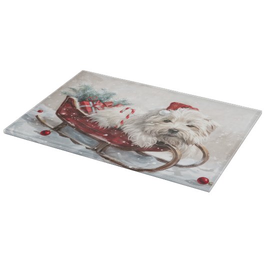 Katoen De Tulear Hond Kerstfeest Snijplank (Hoek)