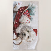 Katoen De Tulear Hond Kerstfeest Strandlaken (Voorkant)