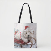 Katoen De Tulear Hond Kerstfeest Tote Bag (Voorkant)