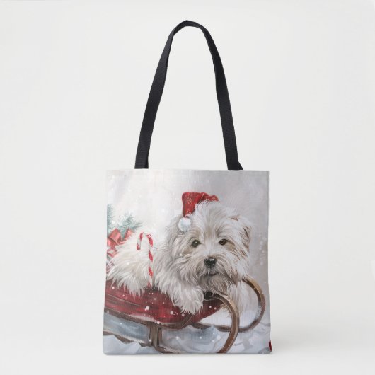 Katoen De Tulear Hond Kerstfeest Tote Bag (Voorkant)