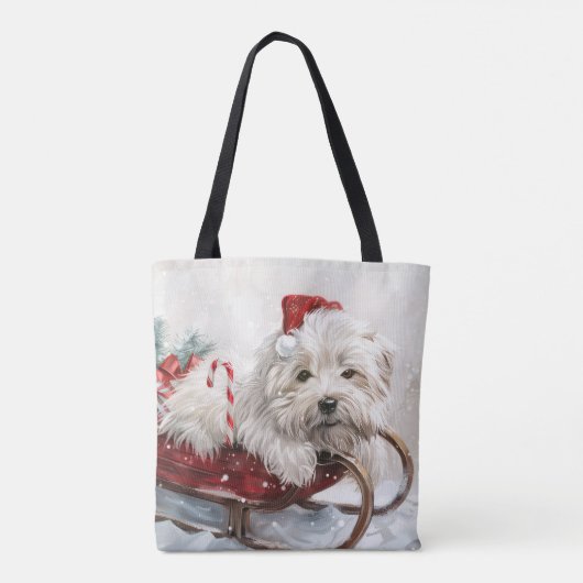 Katoen De Tulear Hond Kerstfeest Tote Bag (Achterkant)