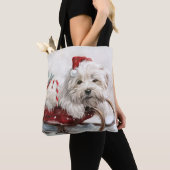 Katoen De Tulear Hond Kerstfeest Tote Bag (Dichtbij)