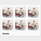 Katoen De Tulear Hond Kerstfeest Vierkante Sticker (Vel)