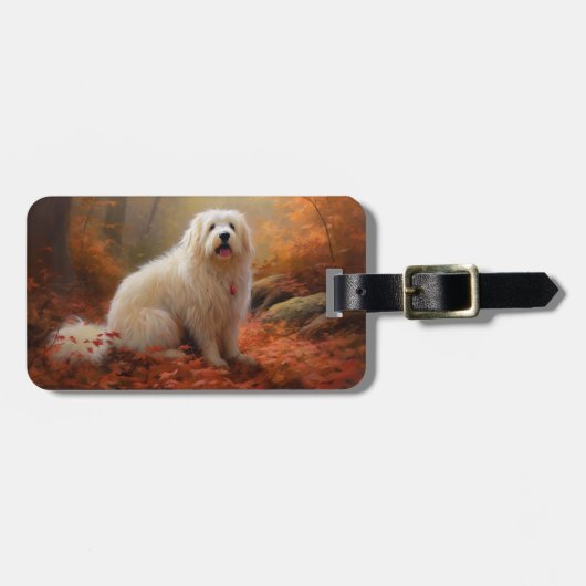 Katoen De Tulear in Herfstbladeren Herfst Inspire Bagagelabel (Voorkant horizontaal)