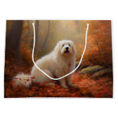 Katoen De Tulear in Herfstbladeren Herfst Inspire Groot Cadeauzakje (Voorkant)