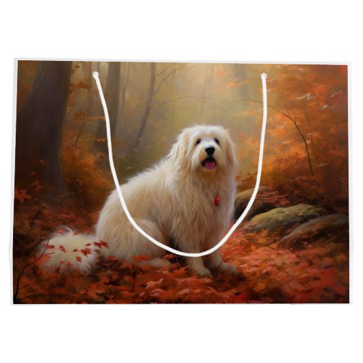 Katoen De Tulear in Herfstbladeren Herfst Inspire Groot Cadeauzakje (Achterkant)