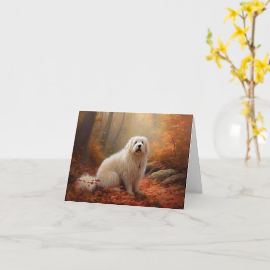 Katoen De Tulear in Herfstbladeren Herfst Inspire Kaart (Gele Bloem)