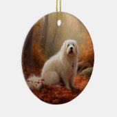 Katoen De Tulear in Herfstbladeren Herfst Inspire Keramisch Ornament (Rechts)