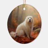 Katoen De Tulear in Herfstbladeren Herfst Inspire Keramisch Ornament (Links)