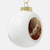 Katoen De Tulear in Herfstbladeren Herfst Inspire Keramische Bal Ornament (Links)