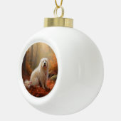 Katoen De Tulear in Herfstbladeren Herfst Inspire Keramische Bal Ornament (Rechts)