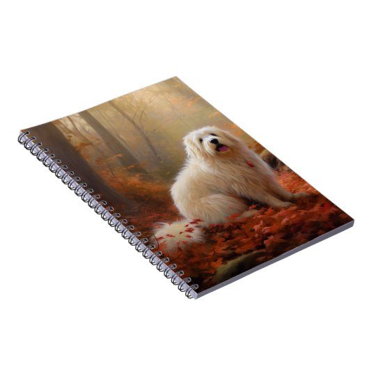 Katoen De Tulear in Herfstbladeren Herfst Inspire Notitieboek (Rechterzijde)