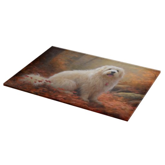 Katoen De Tulear in Herfstbladeren Herfst Inspire Snijplank (Hoek)