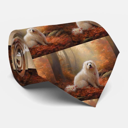 Katoen De Tulear in Herfstbladeren Herfst Inspire Stropdas (Opgerold)