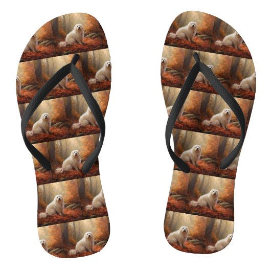 Katoen De Tulear in Herfstbladeren Herfst Inspire Teenslippers (Voetbed)