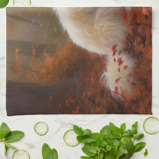 Katoen De Tulear in Herfstbladeren Herfst Inspire Theedoek (Gevouwen)