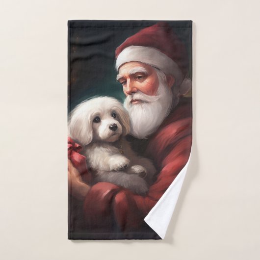 Katoen De Tulear Met Kerstman Kerstmis Bad Handdoek (Handdoek)