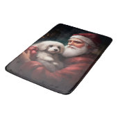 Katoen De Tulear Met Kerstman Kerstmis Badmat (Gekanteld)