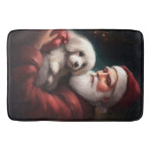 Katoen De Tulear Met Kerstman Kerstmis Badmat (Voorkant)