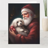 Katoen De Tulear Met Kerstman Kerstmis Kaart (Voorkant)