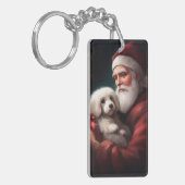 Katoen De Tulear Met Kerstman Kerstmis Sleutelhanger (Voorkant Links)