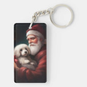 Katoen De Tulear Met Kerstman Kerstmis Sleutelhanger (achterkant)