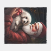 Katoen de Tulear met Kerstmis Fleece Deken (Voorkant (Horizontaal))