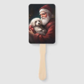 Katoen de Tulear met Kerstmis Handwaaier (Voorkant)