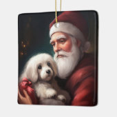 Katoen de Tulear met Kerstmis Keramisch Ornament (Links)