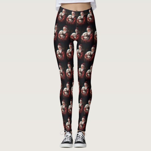 Katoen de Tulear met Kerstmis Leggings (Voorkant)