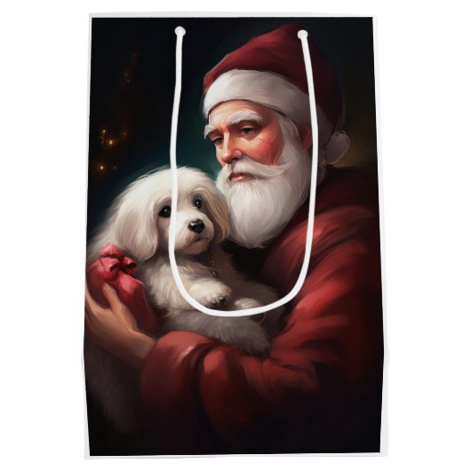 Katoen de Tulear met Kerstmis Medium Cadeauzakje (Achterkant)