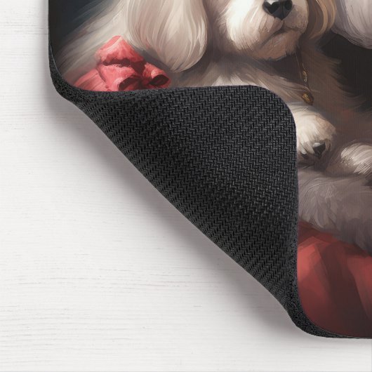 Katoen de Tulear met Kerstmis Muismat (Hoek)