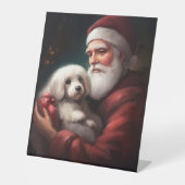 Katoen de Tulear met Kerstmis Reclamebord Met Voetstuk (Voorkant)