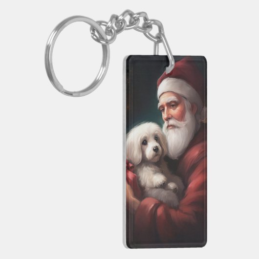 Katoen de Tulear met Kerstmis Sleutelhanger (Voorkant Links)