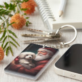 Katoen de Tulear met Kerstmis Sleutelhanger (Voorkant Rechts)