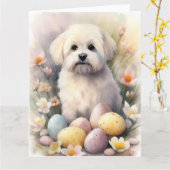 Katoen De Tulear met Paaseieren Vakantie Kaart (Gele Bloem)