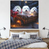 Katoen De Tulear Sneeuwslee Kerstdecoratie Canvas Afdruk (Insitu (Slaapkamer))