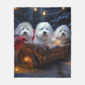 Katoen De Tulear Sneeuwslee Kerstdecoratie Fleece Deken (Voorkant)