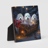 Katoen De Tulear Sneeuwslee Kerstdecoratie Fotoplaat (Voorkant)