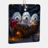 Katoen De Tulear Sneeuwslee Kerstdecoratie Keramisch Ornament (Rechts)