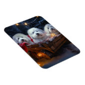 Katoen De Tulear Sneeuwslee Kerstdecoratie Magneet (Rechterzijde)