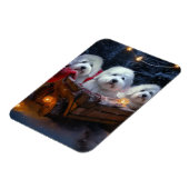 Katoen De Tulear Sneeuwslee Kerstdecoratie Magneet (Linkerzijde)