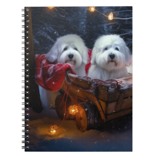 Katoen De Tulear Sneeuwslee Kerstdecoratie Notitieboek (Voorkant)