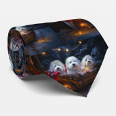 Katoen De Tulear Sneeuwslee Kerstdecoratie Stropdas (Opgerold)