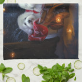 Katoen De Tulear Sneeuwslee Kerstdecoratie Theedoek (Gevouwen)